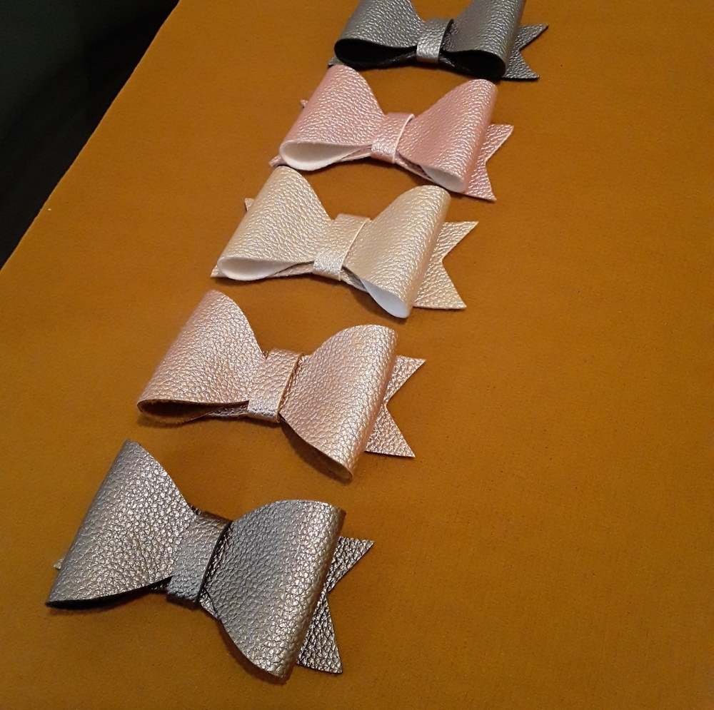 Faux leather hair bows